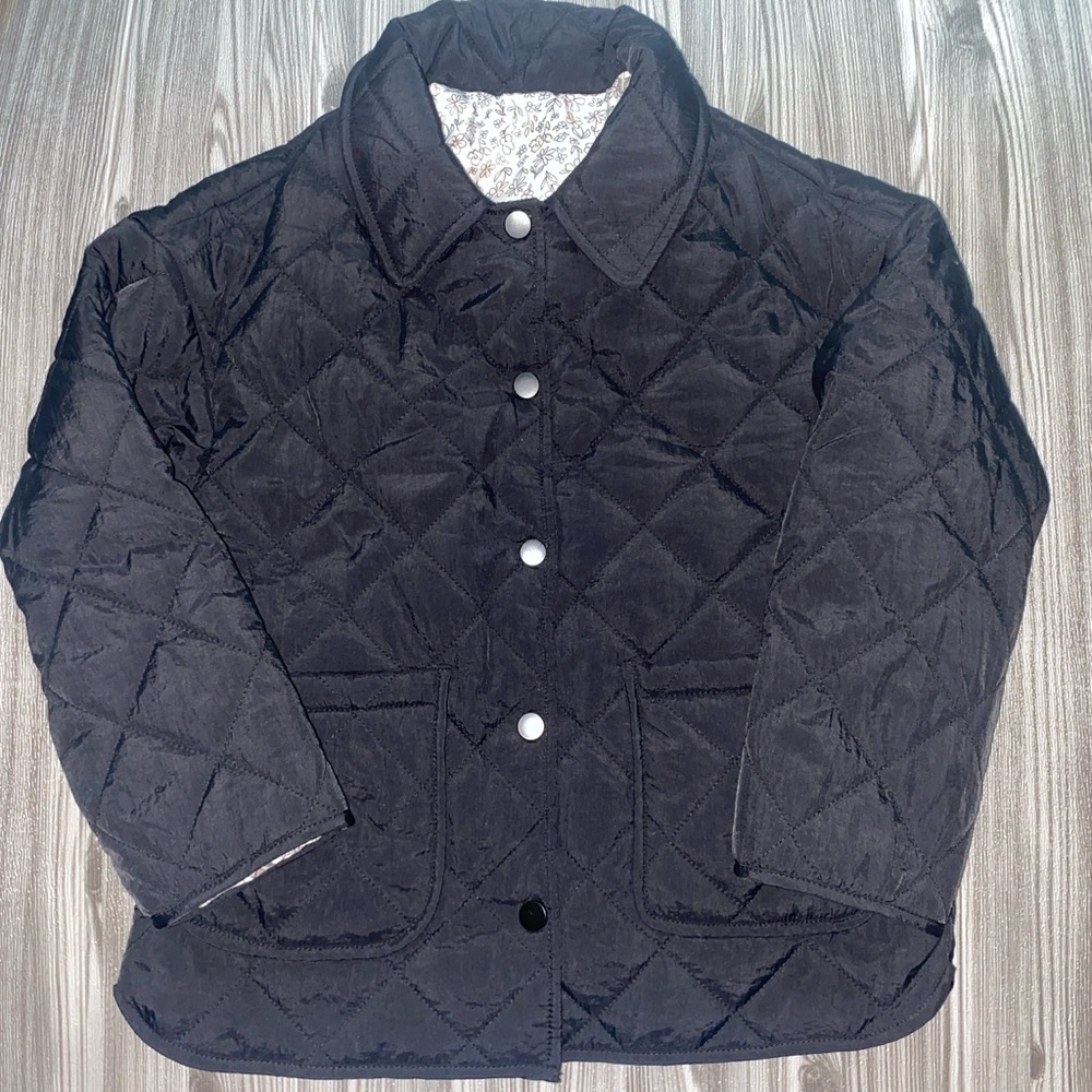 Girls Black Quilted Jacket